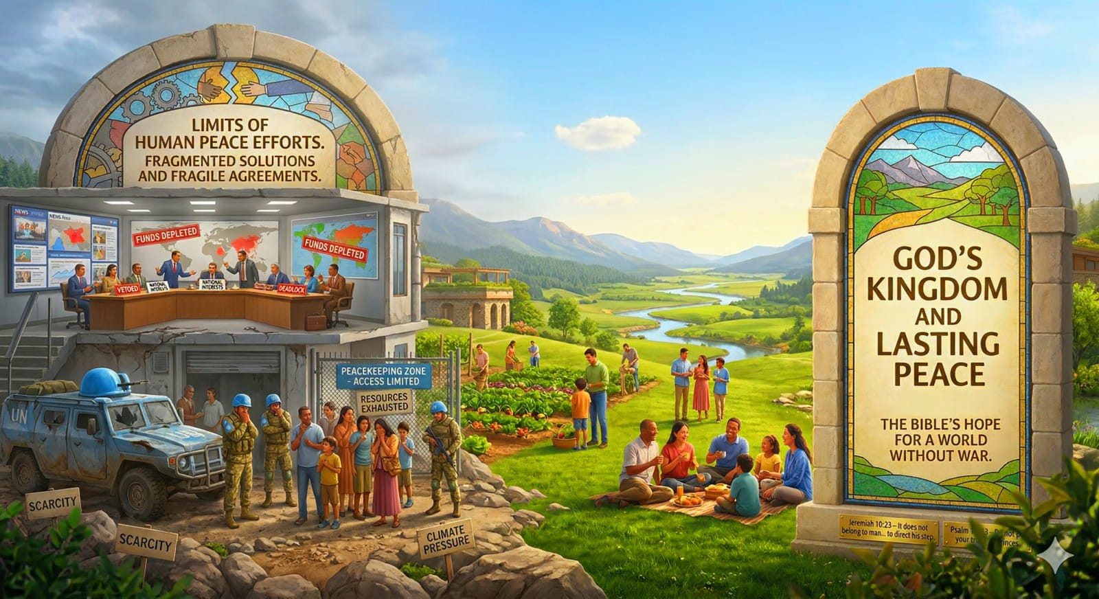 God’s Kingdom and lasting peace illustration