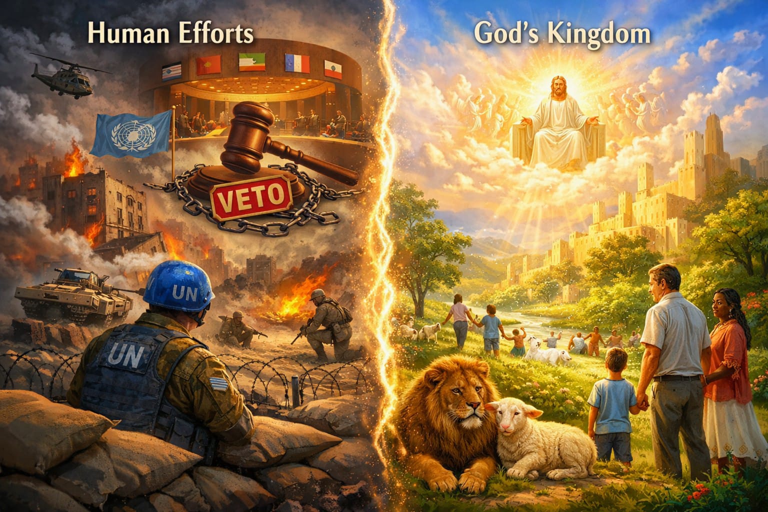 Illustration of human efforts vs God's Kingdom