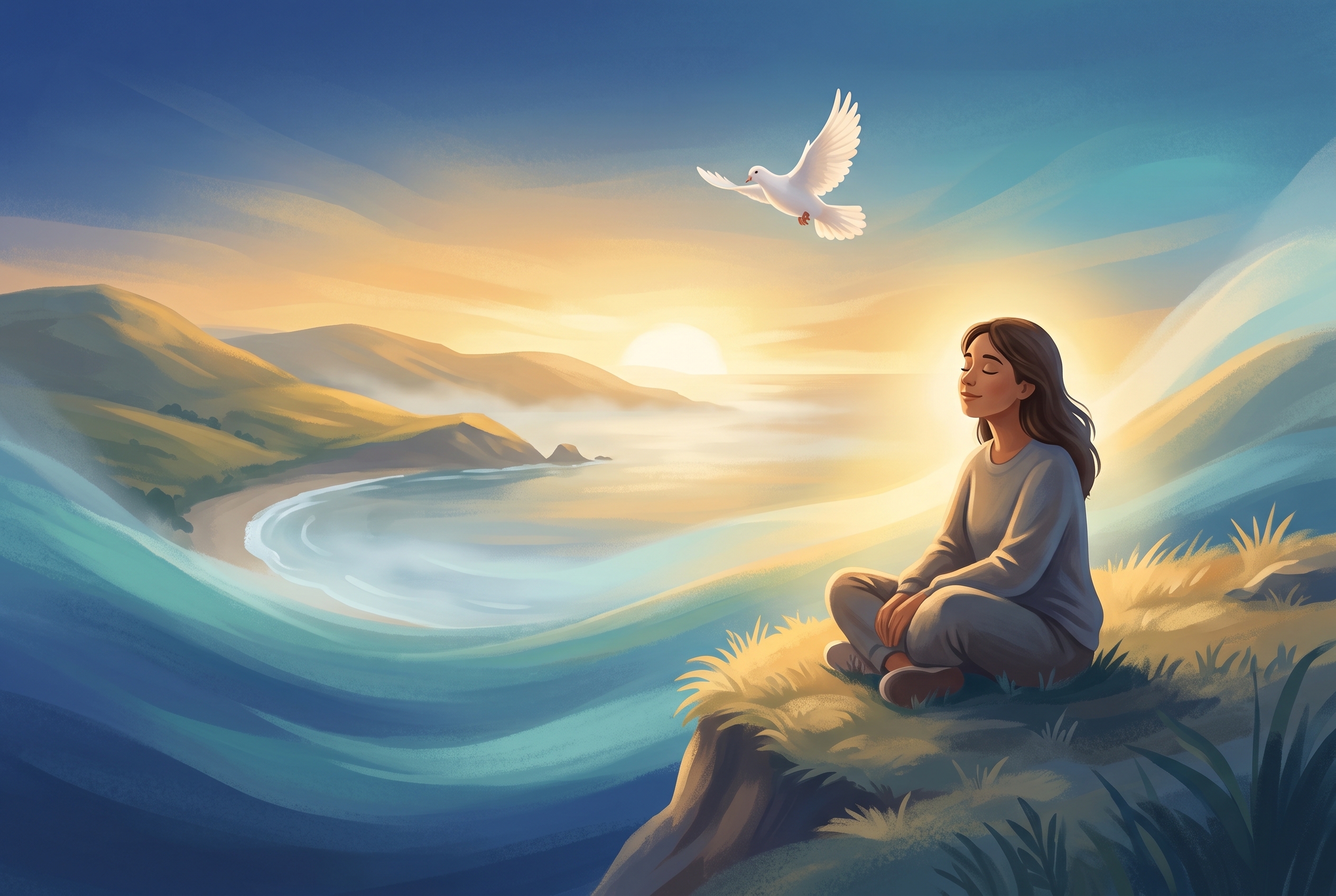 A person finding calm and the Bible's promise of peace of mind