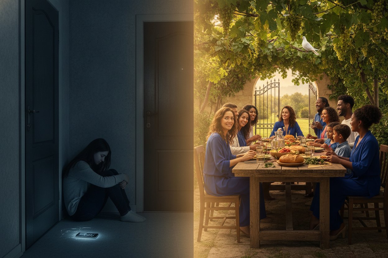 Women living in fear contrasted with women living in safety and peace